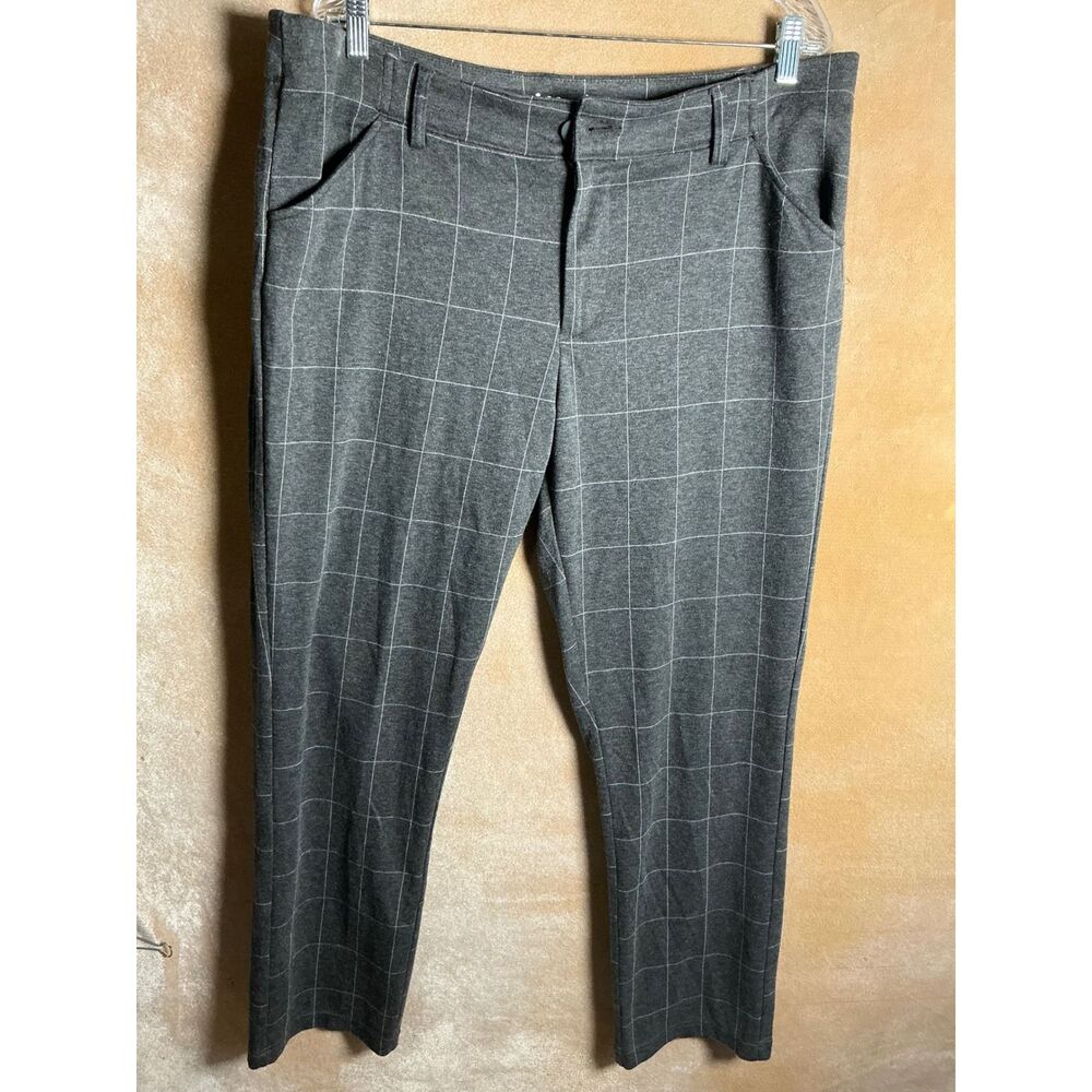 Lee Riders Women's Gray Windowpane Plaid Straight Leg Dress Pants Size‎ 18M
